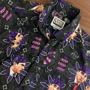 RSVLTS The Office Shirt Black Purple Prison Mike Print Button Down Mens Small